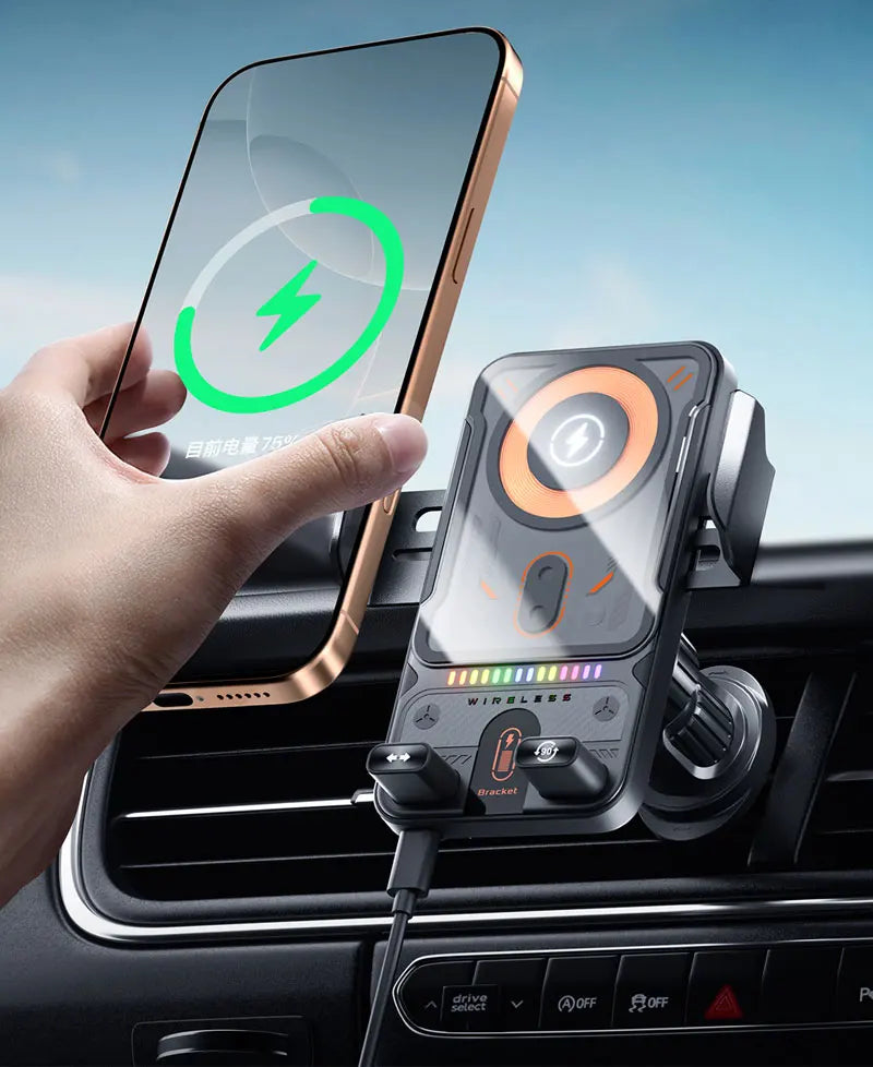 Car Phone Holder Vent 15W Fast Qi Wireless Charging Smart Sensing Car Phone charger cradle Infrared Induction Car phone Mount