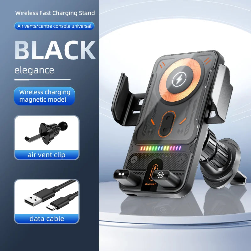 Car Phone Holder Vent 15W Fast Qi Wireless Charging Smart Sensing Car Phone charger cradle Infrared Induction Car phone Mount