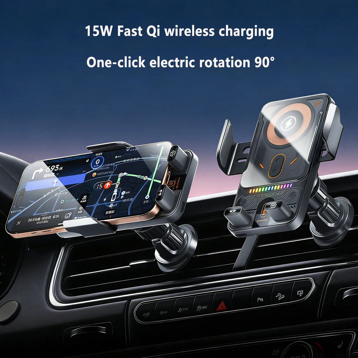 Car Phone Holder Vent 15W Fast Qi Wireless Charging Smart Sensing Car Phone charger cradle Infrared Induction Car phone Mount